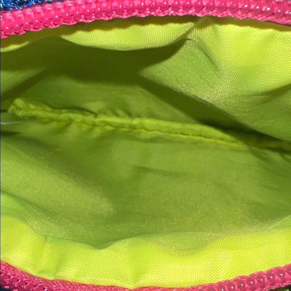 Ipsy Blue Mesh Pouch with Neon Accents